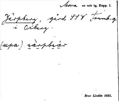 Bild på arkivkortet för arkivposten Järpberg