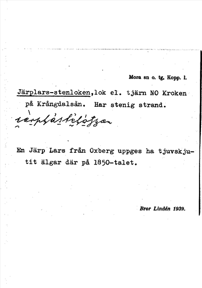 Bild på arkivkortet för arkivposten Järplars-stenloken