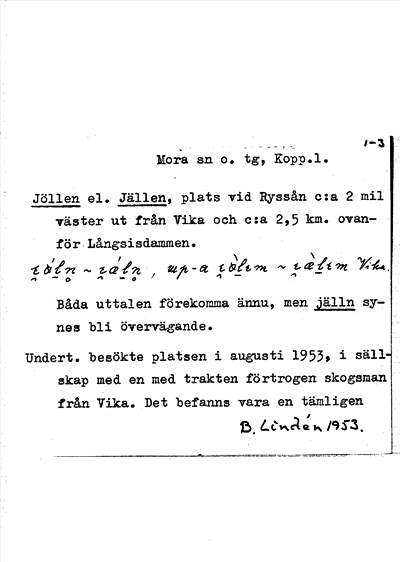 Bild på arkivkortet för arkivposten Jöllne el. Jällen