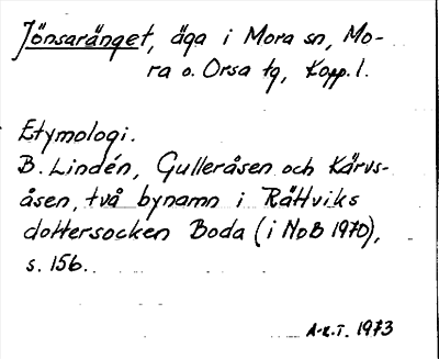 Bild på arkivkortet för arkivposten Jönsaränget