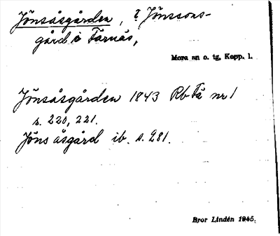 Bild på arkivkortet för arkivposten Jönsåsgården