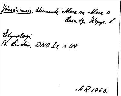 Bild på arkivkortet för arkivposten Jönsåsmuss