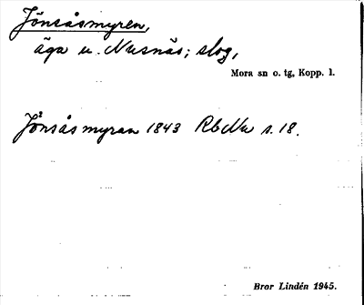 Bild på arkivkortet för arkivposten Jönsåsmyren