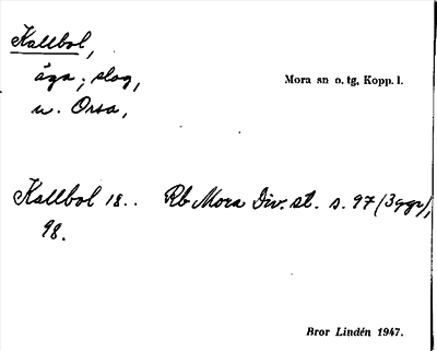 Bild på arkivkortet för arkivposten Kallbol