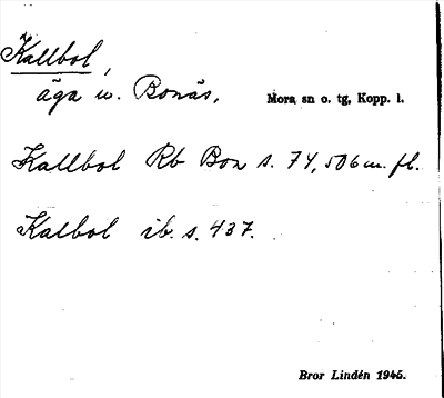 Bild på arkivkortet för arkivposten Kallbol