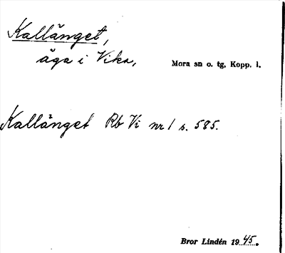 Bild på arkivkortet för arkivposten Kallänget