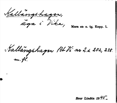 Bild på arkivkortet för arkivposten Kallängshagen