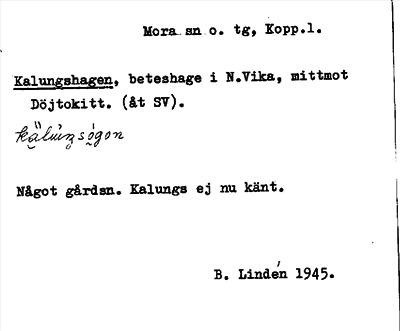 Bild på arkivkortet för arkivposten Kalungshagen