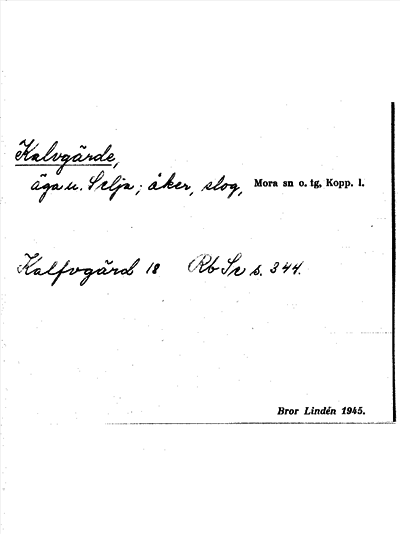 Bild på arkivkortet för arkivposten Kalvgärde