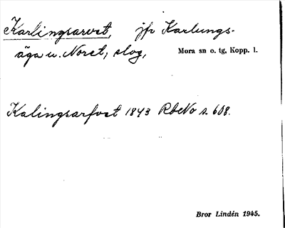 Bild på arkivkortet för arkivposten Karlingsarvet