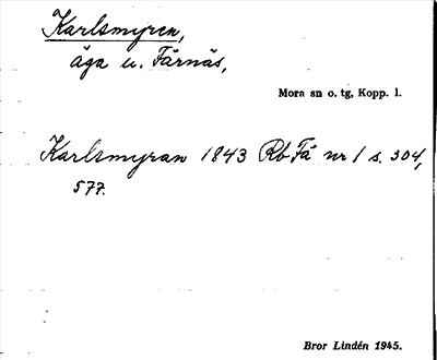 Bild på arkivkortet för arkivposten Karlsmyren