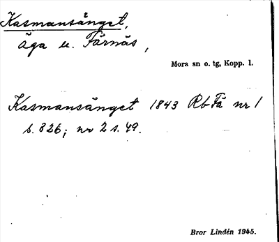 Bild på arkivkortet för arkivposten Kasmansänget