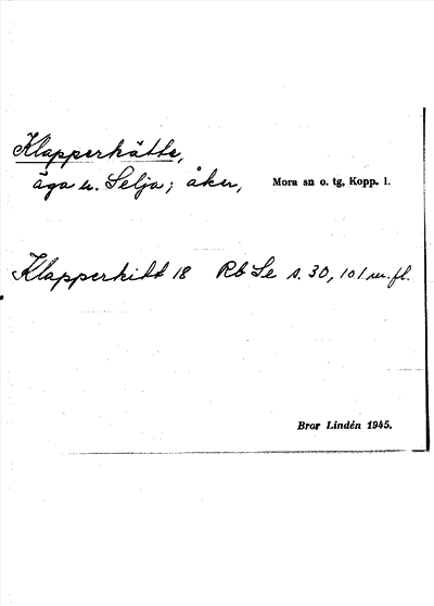 Bild på arkivkortet för arkivposten Klapperkätte