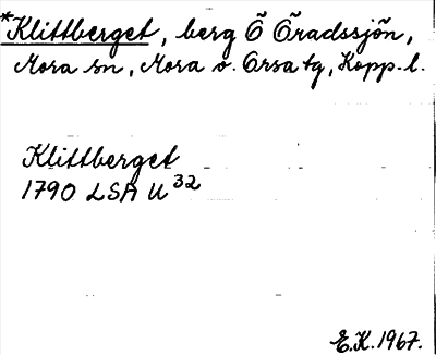Bild på arkivkortet för arkivposten *Klittberget