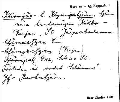 Bild på arkivkortet för arkivposten Klivmjös-tjärn