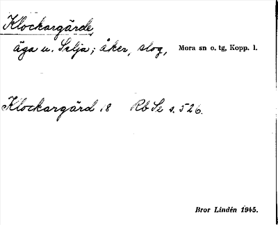 Bild på arkivkortet för arkivposten Klockargärde