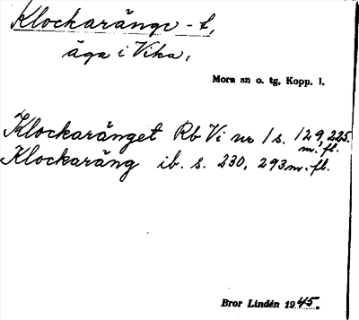 Bild på arkivkortet för arkivposten Klockaränge -t
