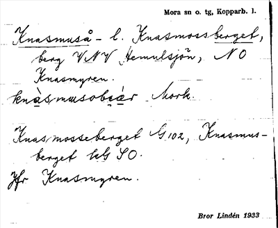 Bild på arkivkortet för arkivposten Knasmuså-berget