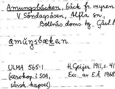Bild på arkivkortet för arkivposten Amungsbäcken