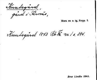 Bild på arkivkortet för arkivposten Knutsgård