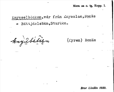 Bild på arkivkortet för arkivposten Knysselbäck