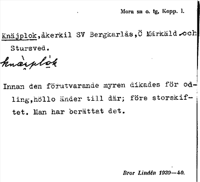 Bild på arkivkortet för arkivposten Knäjplok