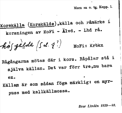 Bild på arkivkortet för arkivposten Korskälla (Korskälde)