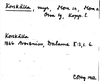 Bild på arkivkortet för arkivposten Korskälla