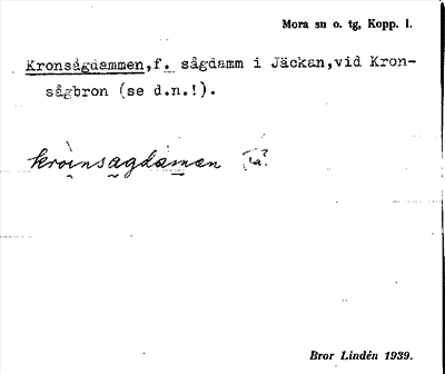 Bild på arkivkortet för arkivposten Kronsågdammen