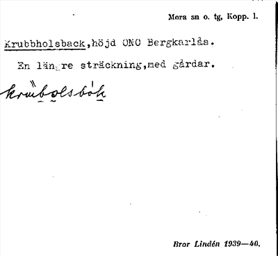 Bild på arkivkortet för arkivposten Krubbholsback