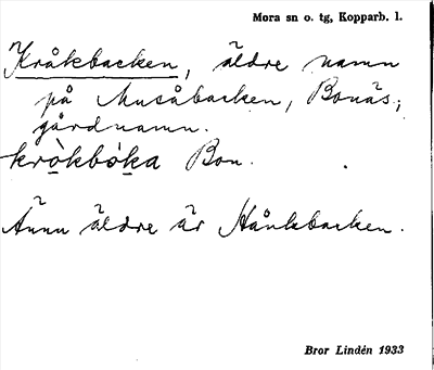 Bild på arkivkortet för arkivposten Kråkbacken