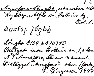Bild på arkivkortet för arkivposten Annefors-Långbo