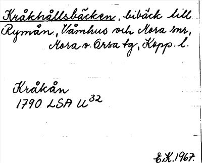 Bild på arkivkortet för arkivposten Kråkhållsbäcken