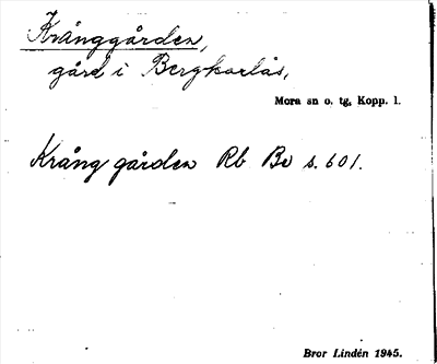 Bild på arkivkortet för arkivposten Krånggården