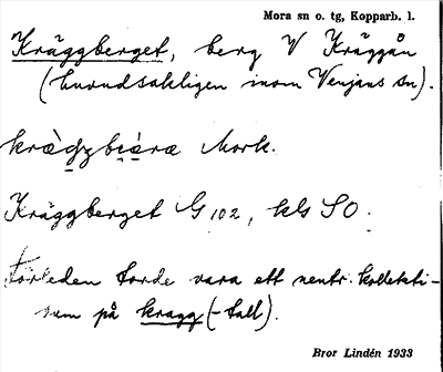 Bild på arkivkortet för arkivposten Kräggberget