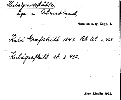 Bild på arkivkortet för arkivposten Kulågrav(s)kätte