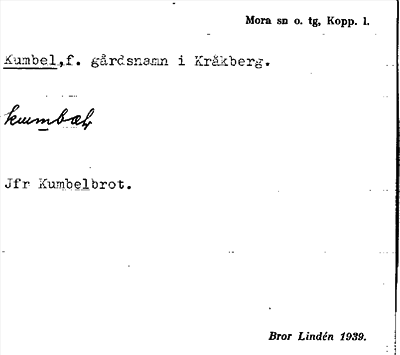 Bild på arkivkortet för arkivposten Kumbel