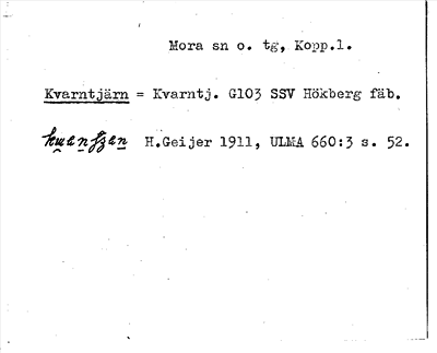 Bild på arkivkortet för arkivposten Kvarntjärn = Kvarntj.