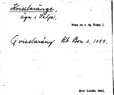 Bild på arkivkortet för arkivposten Kvisslaränge