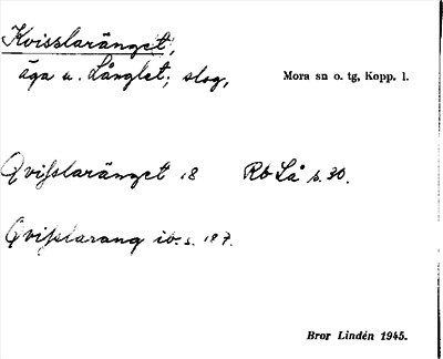 Bild på arkivkortet för arkivposten Kvisslaränge(t)