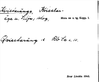 Bild på arkivkortet för arkivposten Kvistaränge