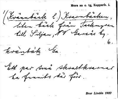Bild på arkivkortet för arkivposten (Kvännbäck l.) Kvarnbäcken