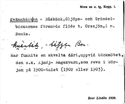 Bild på arkivkortet för arkivposten Kvännbäcken