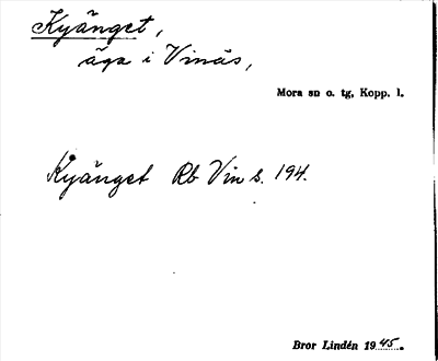 Bild på arkivkortet för arkivposten Kyänget