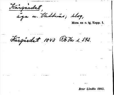Bild på arkivkortet för arkivposten Kårgärdet