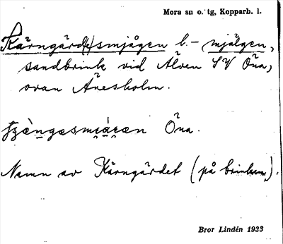 Bild på arkivkortet för arkivposten Kärngärd(e)smjågen l. -mjälgen