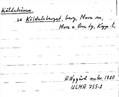 Bild på arkivkortet för arkivposten Köldalsåsen, se Köldalsberget