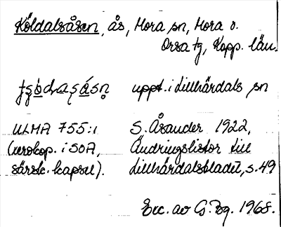 Bild på arkivkortet för arkivposten Köldalsåsen