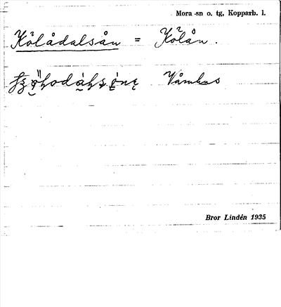 Bild på arkivkortet för arkivposten Köldådalsån = Kölån