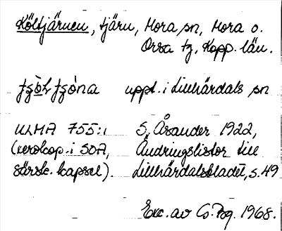Bild på arkivkortet för arkivposten Költjärnen
